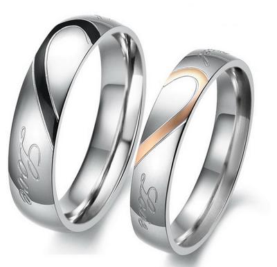 China Couple Ring For Lovers Global Shopping Stainless Steel Jewelry Heart For Love, High Polished Gold Plated for sale