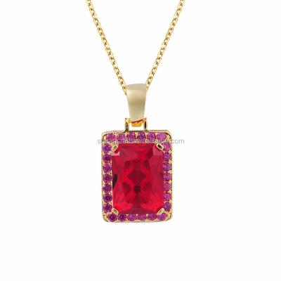 China SDA Big Stone Design Dubai Gold Trendy Pendant Love Pendant Designs For Girls Copper Ruby Pendant for sale