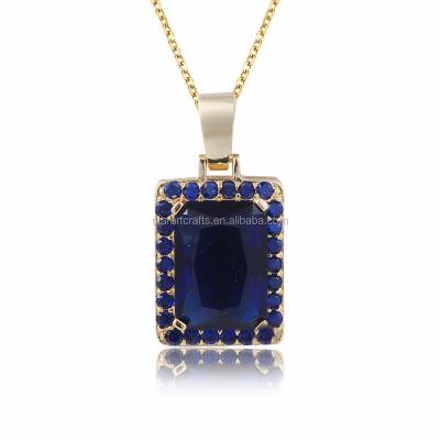 China New Design Sapphire Fashionable Square Pendant Large Pendant Design Wholesales Large Stone Pendant Design for sale