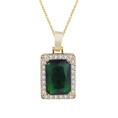 China Beautiful Romantic Green Stone Pendant Brass CZ Pendant 18k Gold Plated for sale