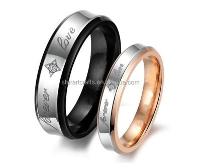 China Hot Selling Stainless Steel Romantic Couple Rings Valentine's Gift Stainless Steel Rings Forever Love Ring Jewelry for sale