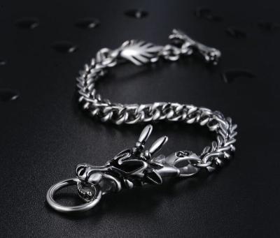 China Vintage Dragon Stainless Steel Biker Vulpine Chain Bracelet For Man for sale