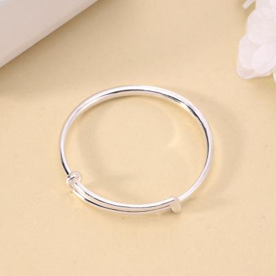 China 999 Sterling Silver Bangle For Adult And Child Set Silver Grade Cuff Adjustable Shiny Polished Jewelry Sizes Wire Bangle Bracelet for sale