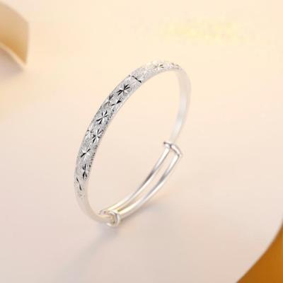 China Sterling Silver Wrist Bangle Women Small Star Profile Shiny Bangle Jewelry Cuff Wholesale Silver Fashion Design for sale