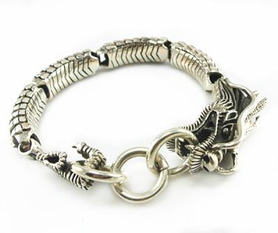 China Dragon Bracelet Heavy CLASSIC 925 Sterling Silver Dragon Cuff Bracelet for Men for sale