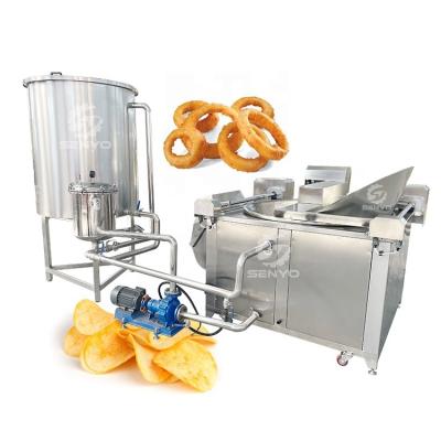 China Banana Chips Onion Ring Frying Machine Churro Frites Surgelees Snacks Stainless Steel Beans Peanut Fryer for sale