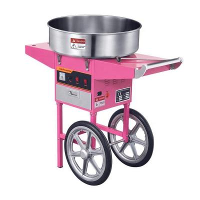 China Automatic Commercial Electric Bakery Cotton Candy Pink Floss Making Cotton Candy Machine With Trolley Trolley for sale