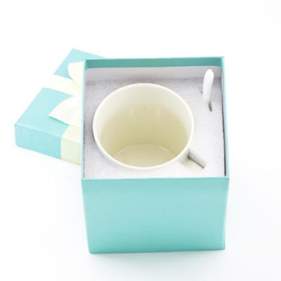 China Handmade Custom Logo Coffee Cups Box Packaging Two Piece Packaging Boxes With Ribbon Design for sale