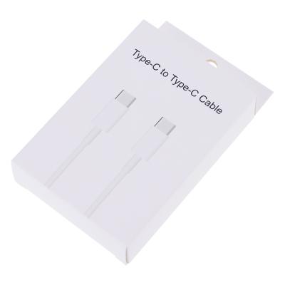 China Biodegradable Custom Logo Cardboard White Paper Box For Type-C Micro Data Cable Fast Charging Cable Packing Retail Box With Hang Hole Package for sale