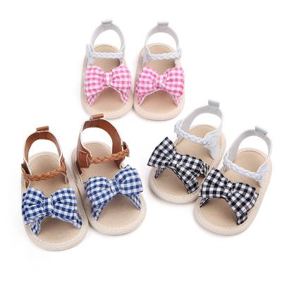 China Soft Sole Infant Princess Dress Flats First Walker Shoes Baby Girls Summer Crib Sandals Lightweight Bowknot Shoes for sale