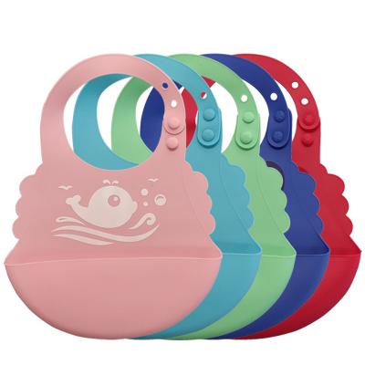 China Wholesale Certified Antibacterial Silicone Baby Bib Baby Bibs Waterproof Baby Bibs With Collapsible Food Catcher for sale