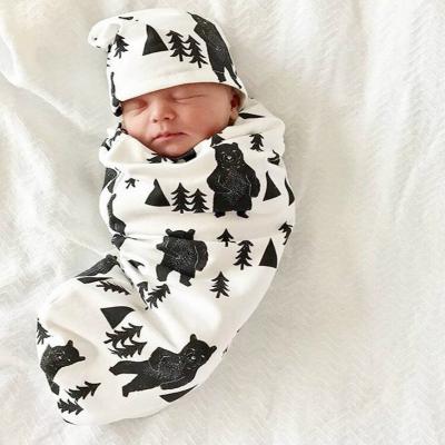 China Breathable Baby Wrap Set Baby Covering Wrap Wrap With Headband Newborn Sleep Bags Infant for sale