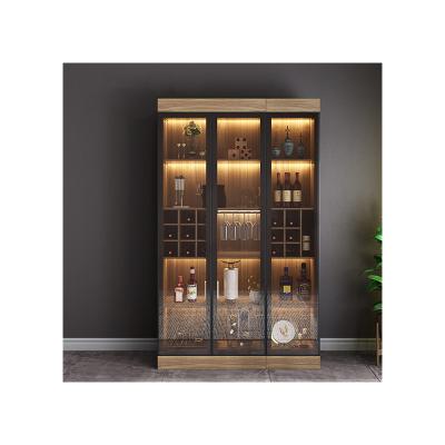 China Adjustable (other) Wooden Display with lights Fitting Furniture showcase wine rack Design Custom Commercial Showroom glass wine cabinet display for sale