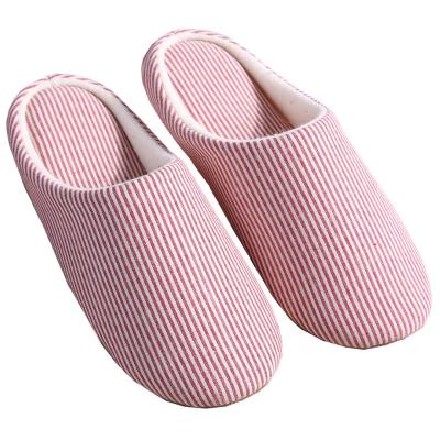 China Direct sales spring and sli wooden silent home unique soft 5-9.5 cotton four seasons men and women couples autumn stripes floor slippers for sale