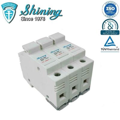 China Porcelain Fuse Holder FS-033 Din 600V 32A 3 Pole 10x38 DIN Rail Mount Fuse Holder for sale