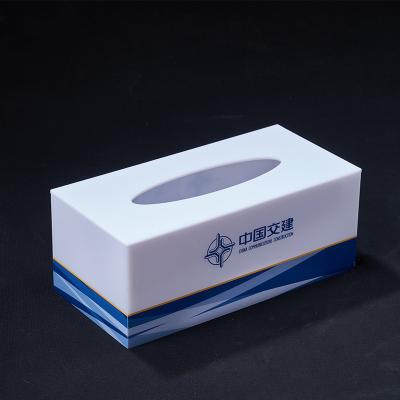 China Rectangle 25*13*8cm Minimalist Acrylic Restaurant Household Multifunctional White Tissue Box for sale