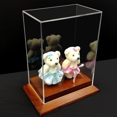 China Eco-Friendly Wooden Toy Bottom Acrylic Box | Transparent Acrylic Doll Toy Display Cabinet Toy Display Box for sale