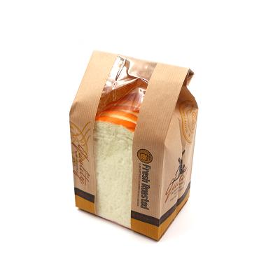 China Recycled Materials Toast Paper Bag Sandwich Bakery Bread Kraft Paper Bag With Window for sale