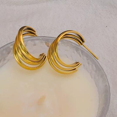 China Simplicity Products High Quality High Quality Gold Plated Circle Many Circle Earing 18K for sale