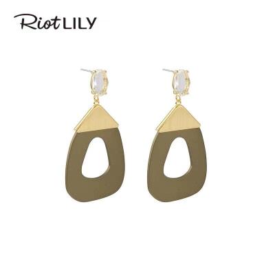 China Simplicity Triangle Hollow Irregular Earrings 18K Gold Africa Initial Earrings for sale