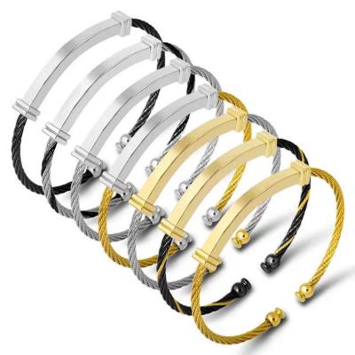 China Fashion Unisex Trendy Bangles & Bangles Trendy Personality Vintage Environmentally Friendly Simple Gold Plated Cuff Bangles for sale