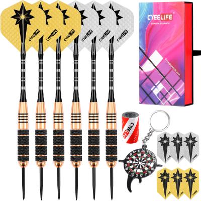 China Cyeelife Stylish Brass Barrel Aluminum Shaft And 6 Flights Pack 22g Steel Tip Darts Set for sale