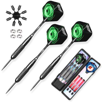 China Professional Iron Barrel Dart with Carry Case Extra Flights PET Aluminum and PVC Shafts Protectors 22g Plastic 28 gram Tip Steel Darts Set for sale