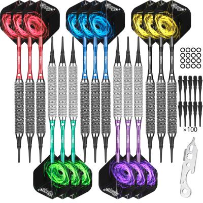 China CyeeLife Durable 16g Black & Silver Colors Alu Barrel 5 Darts With Vortex Flights Soft Set Of 15 Pack Tip Darts for sale