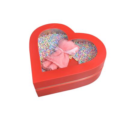 China Recycled Materials Christmas Gift Box Custom Red Heart Shaped Window Paper Cardboard Box for sale