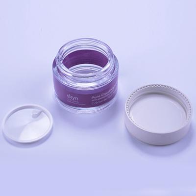 China Custom 50g OEM Style Skin Care Cream Jars High End Glass Cosmetic Container With Screw Cap for sale