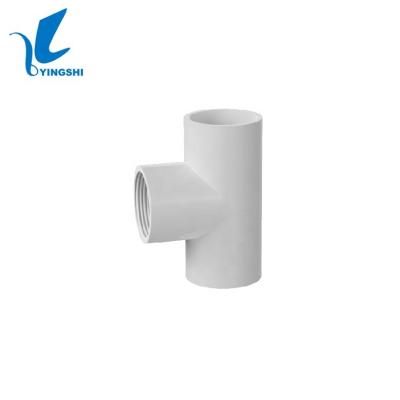 China Water Pipe System Source Manufacturer Direct Supply SCH40 D2466&D1785 UPVC Pressure Fitting Tee (S*S*F) For Water Treatment for sale