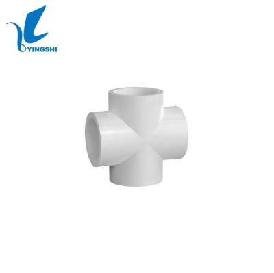 China Water Pipe System China Source Factory SCH40 D2466&D1785 UPVC Pressure Fitting Cross (S*S*S*S) For Water Treatment for sale