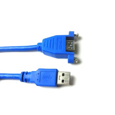 China Plug and Play High Quality 1ft 3ft 6ft Usb3.0 Screw Panel Mount Male to Female USB3.0 USB 3.0 Panel Mount Extension Cable for sale