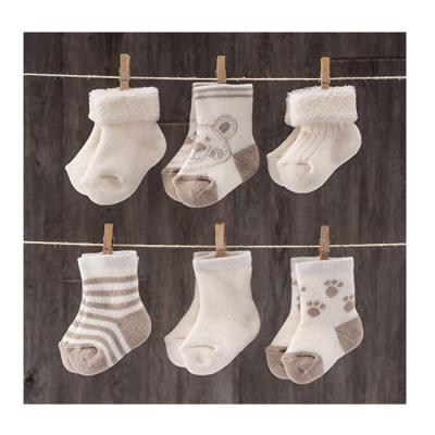 China Unisex Soft Elastic Newborn Warm Cotton Terry Cloth Socks Breathable QUICK DRY Baby Socks From Factory (0-3 Months) for sale