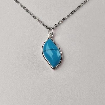 China Hot Selling FASHIONABLE Natural Stone Turquoise Pendant Gold Plated Jewelry 18k Women Turquoise Pendant 925 Sterling Silver Necklace for sale