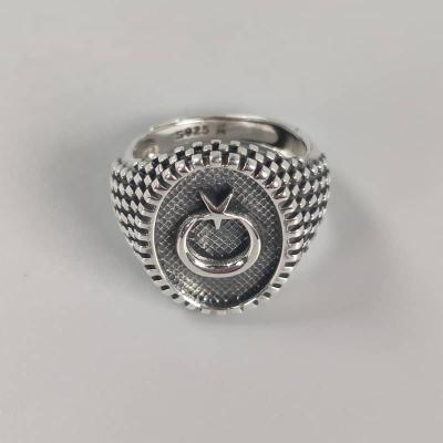 China Fine Hiphop Jewelry Elaborate 925 Sterling Silver Rings Star Moon Christmas Gift Hip Hop Party Jewelry Silver Ring Men for sale