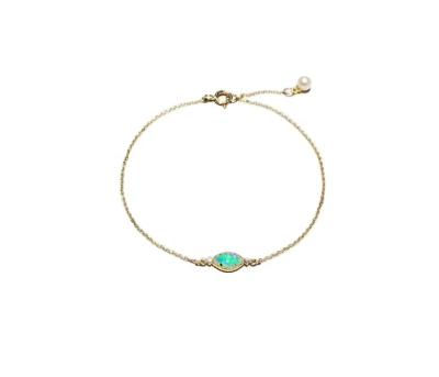 China TRENDY Customized Women Shape Birthday Gift Oval Shape Colorful Opal Ornament 14k Real Gold Diamond Bracelet Natural for sale