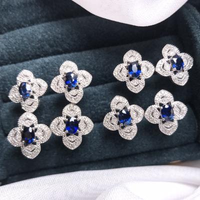 China Fashionable Overseas Sapphire Gemstones Diamond Earrings From Newest Style Fancy 18K White Gold From Jewelry Manufacturer for sale