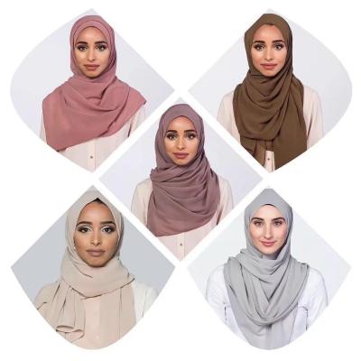 China Muslim Chiffon Shawl Hijab Product Women Solid Color 89 Colors Muslim Chiffon Scarf Best Big Selling for sale