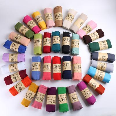 China New Spring Color Cotton Scarf and Summer Sunscreen Thin Monochrome Shawl Patterns Cotton Viscous Colorful Breathable Plain Hijab for sale