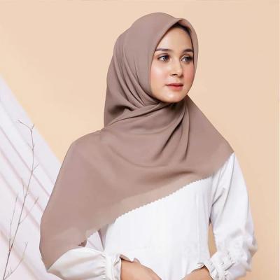 China Wavy Side Cotton Classic Hijab Voral Square Hijab Laser Cut Solid Color 110cm Cotton Headband Hot-selling Scarf for sale