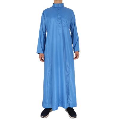 China Polyester Male Abaya Arab Middle East Hot Selling Patterns Solid Color Men's Maxi Dress Stand Collar Solid Color Comical Male Abaya for sale