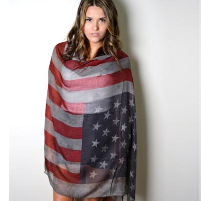 China High Quality Bali Yarn Encrypted American Flag Bali Scarf Chat Breathable Shawl American Flag Large Size Scarf for sale