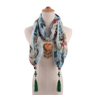 China Cotton Bamboo Love Colored Exaggerated Dangle Scarf Ethnic Style Gemstone Tassel Headpiece Shawl Tie Dye Print Tassel Scarf for sale