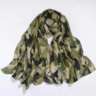 China Bali Yarn Classic Camouflage Army Green Printing Outdoor Large Size Warm Decorative Shawl Outdoor Scarf Men And Women Comfortable Scarf for sale