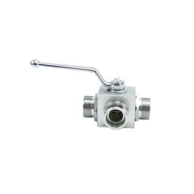 China Equipment Manufacturing KHB3K DIN2353 Light Series Two Position External 3 Way Thread Ball Valve High Pressure for sale