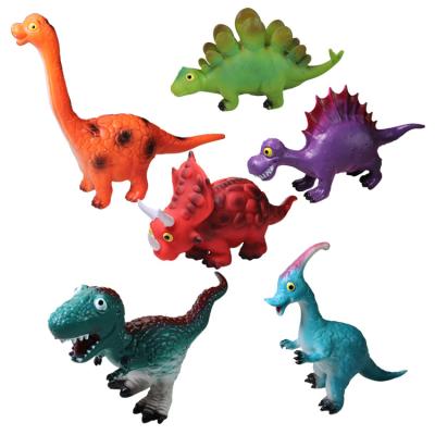 China Light Cute Dinosaur Model Animal World Toy PVC Q Version Pop/Soft Rubber Dinosaur Toys For Children for sale