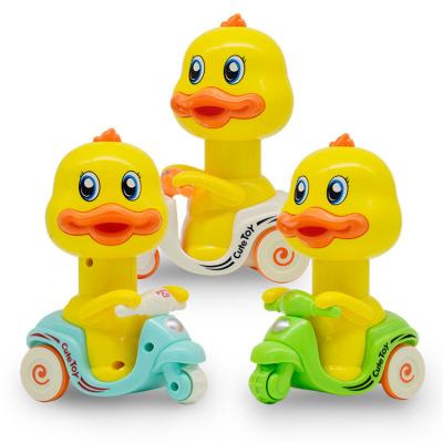 China Car Toy Cartoon Duck Bear Push Back Car Head Front Toy Yellow Duck Push Pull Friction for sale