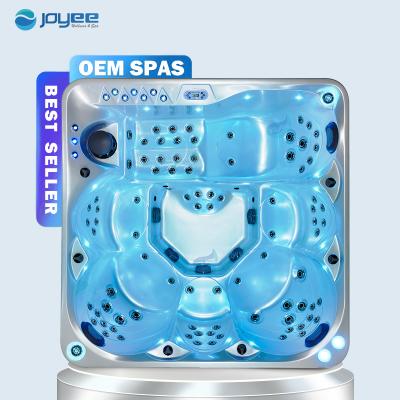 China JOYEE Modern Family Spa Hot Tub With LED Lights High Quality Outdoor Luxury Control System Hot Tub 6 Gift Whirlpool People for sale