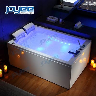 China Wholesale Modern Indoor Skirted 2 Person Spa Tub Whirlpool Massage Double Side Bathtub (Straight Skirt) JOYEE With 2 Sets Neck Waterfall for sale